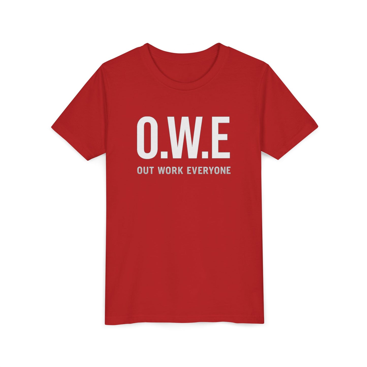 O.W.E. Kids Tee – “Out Work Everyone” Youth Edition (Blue)