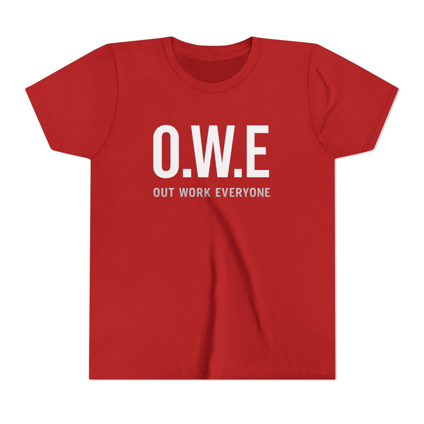 O.W.E. Kids Tee – “Out Work Everyone” Youth Edition (Blue)