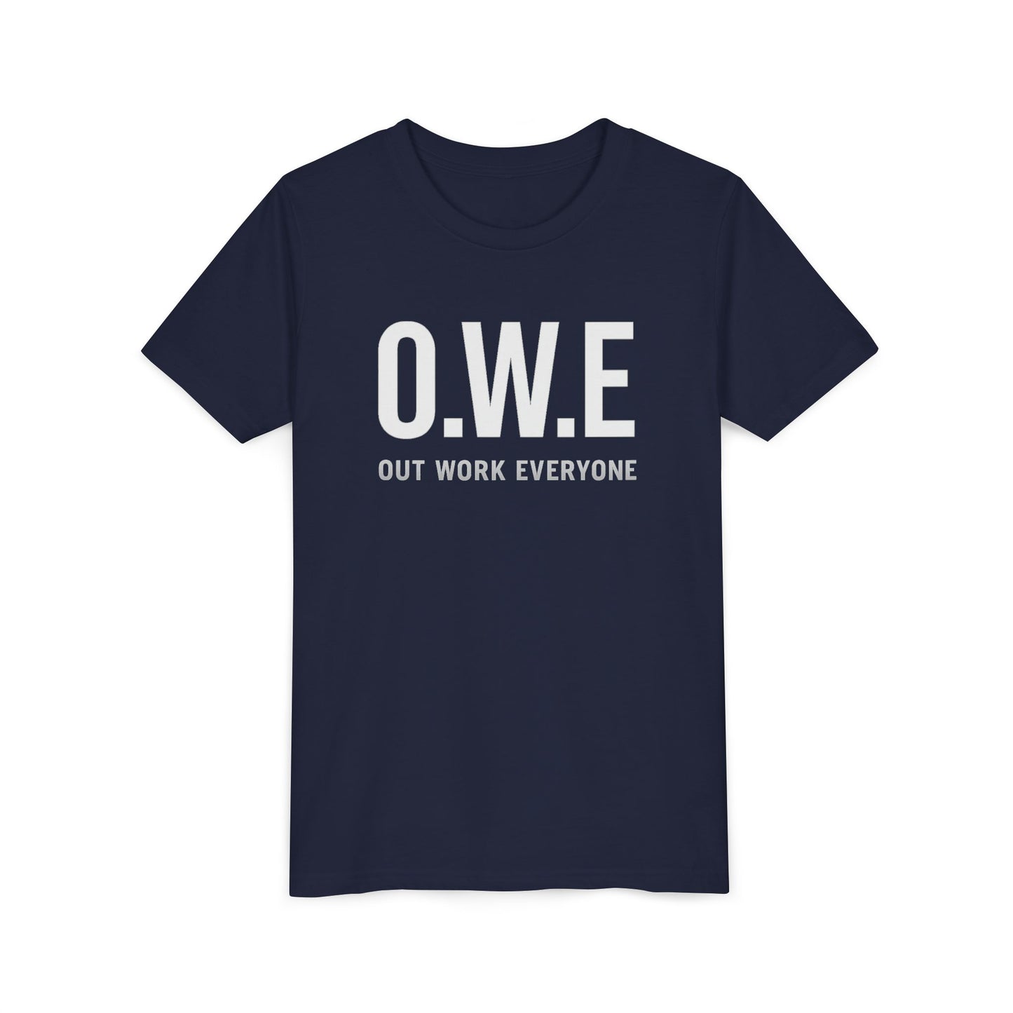 O.W.E. Kids Tee – “Out Work Everyone” Youth Edition (Blue)
