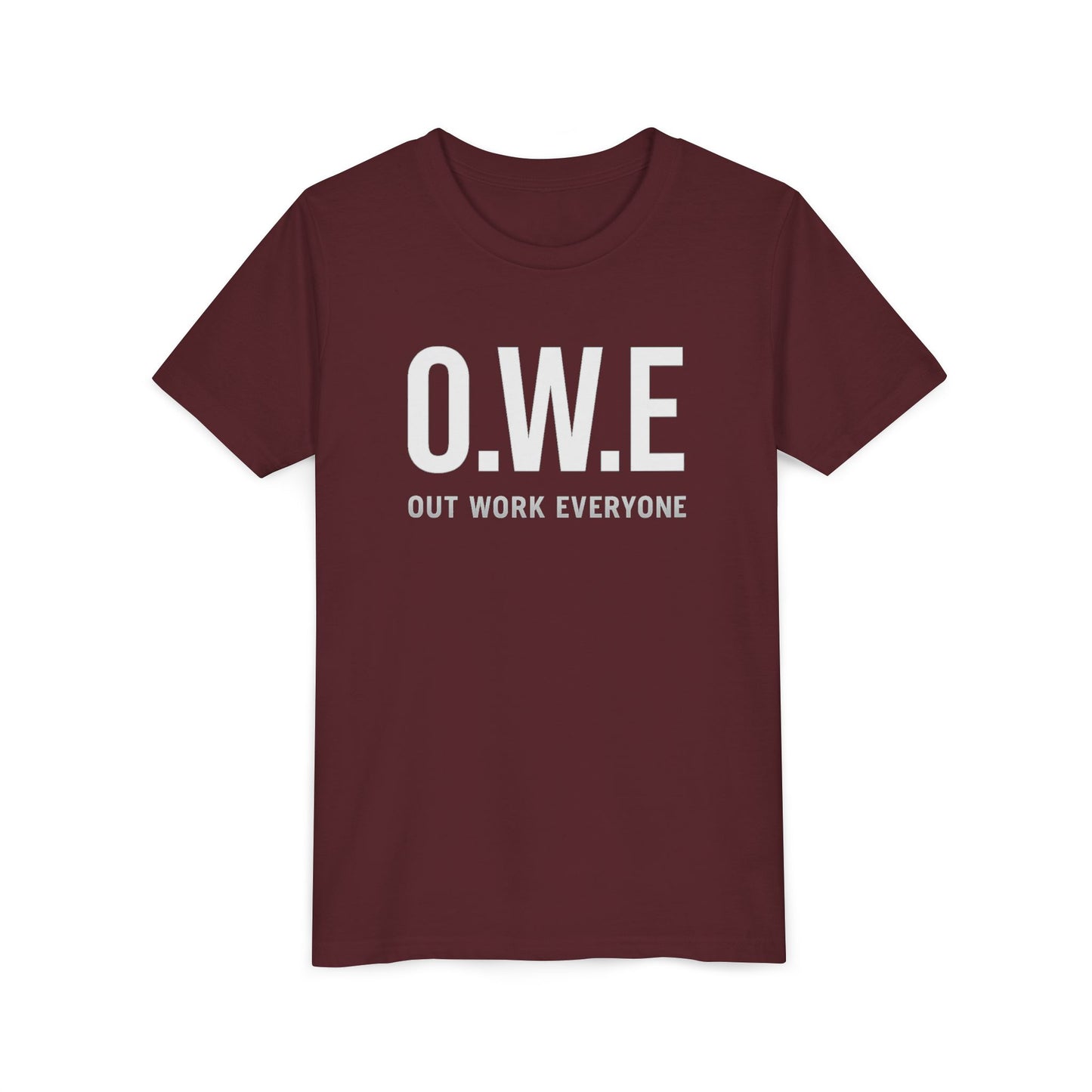 O.W.E. Kids Tee – “Out Work Everyone” Youth Edition (Blue)