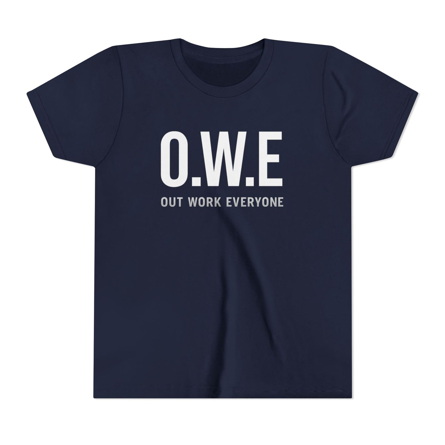 O.W.E. Kids Tee – “Out Work Everyone” Youth Edition (Blue)