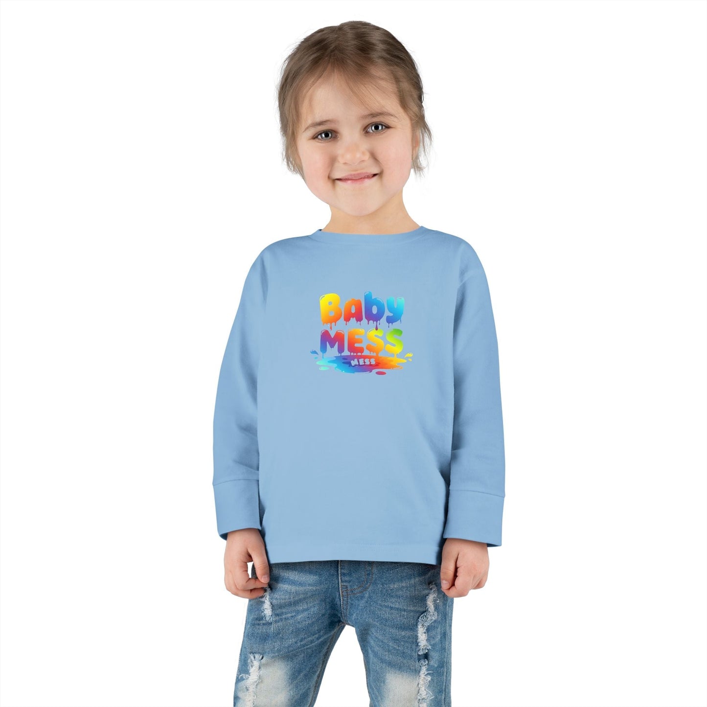 Baby Mess Long Sleeve Tee – Colorfully Chaotic & Cute by Out.Work.Everyone – Kids clothes