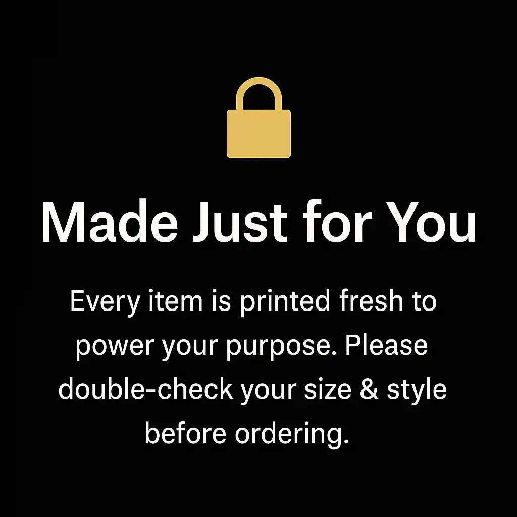 A message about custom-made items and ordering instructions.