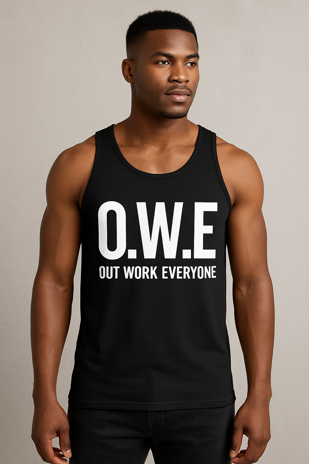 O.W.E. Men’s Tank Top – “Out Work Everyone” Edition (Navy)