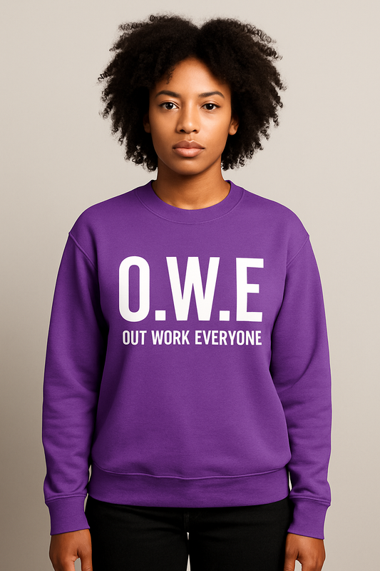 O.W.E. Women’s Sweatshirt – Streetwear Violet Edition