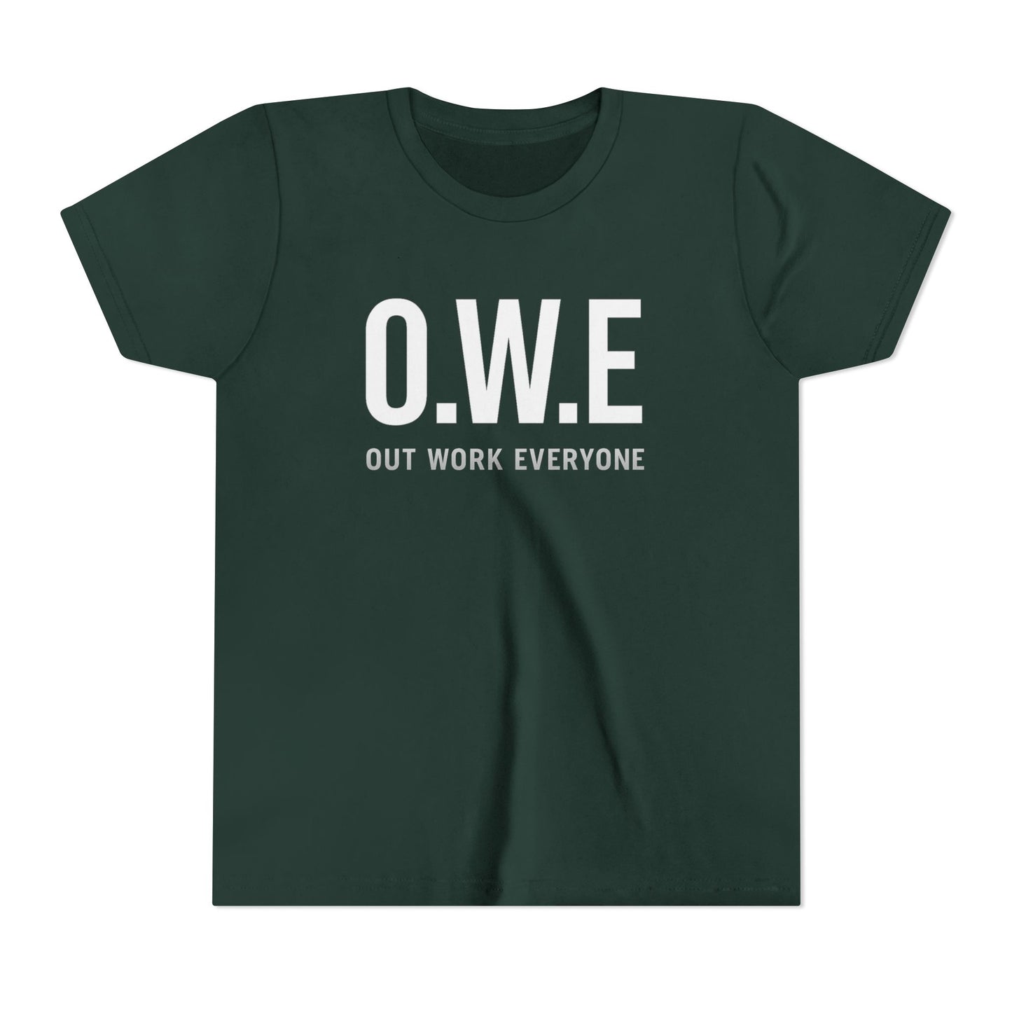 O.W.E. Kids Tee – “Out Work Everyone” Youth Edition (Blue)