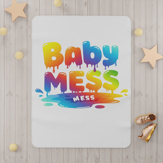 Baby Mess Rainbow Blanket – Cozy Vibes for Colorful Little Lives by Out.Work.Everyone – Home Decor