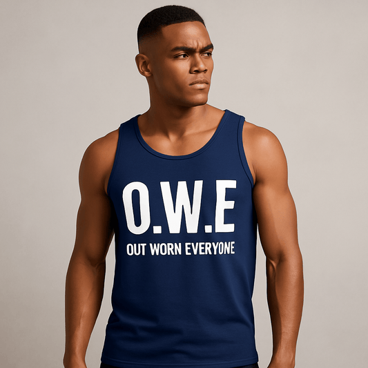 O.W.E. Men’s Tank Top – “Out Work Everyone” Edition (Navy) by Out.Work.Everyone – Tank Top