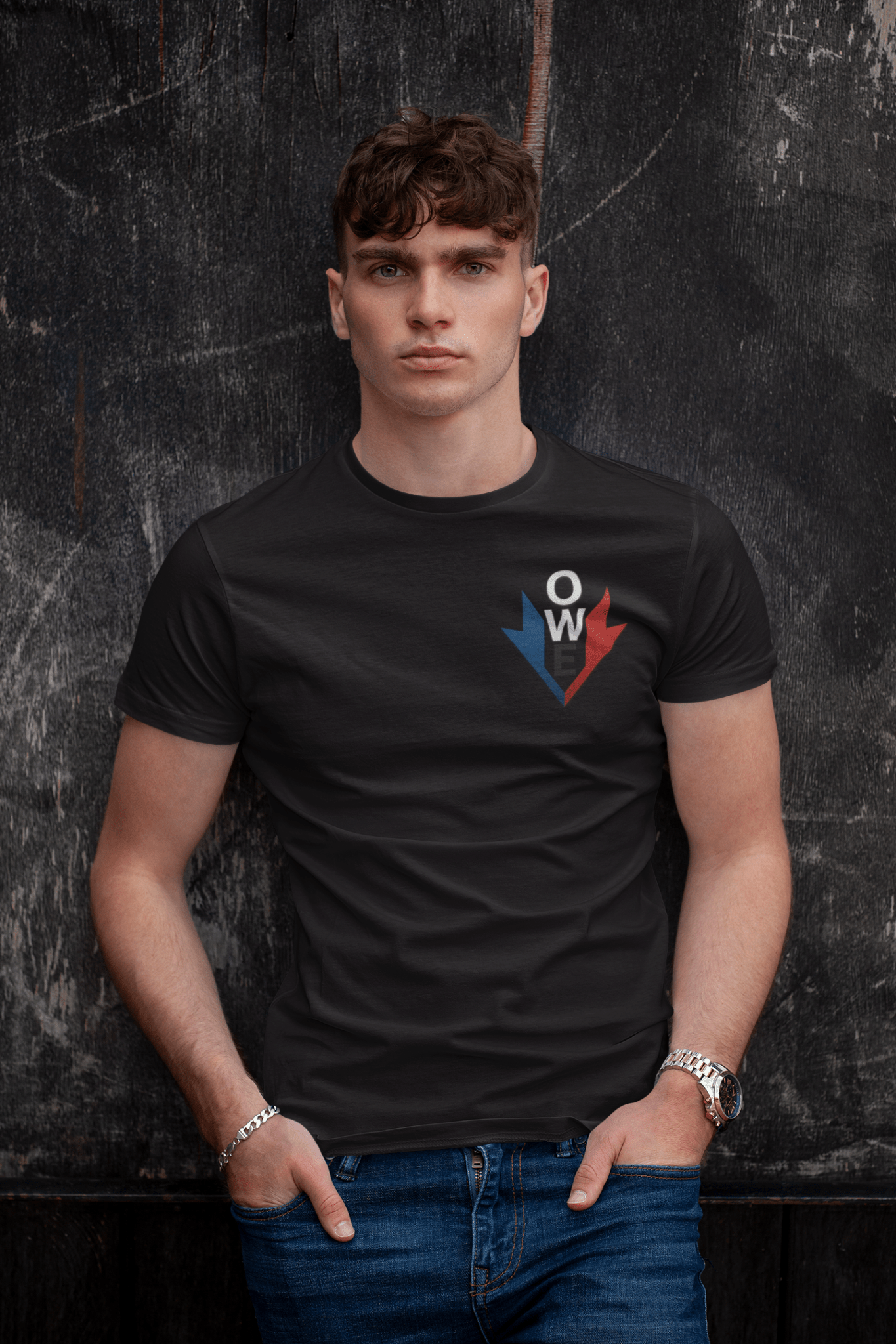 O.W.E. Power Drop Tee – Red, White & Built for Better by Out.Work.Everyone – T-Shirt