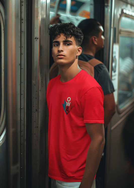 O.W.E. Power Drop Tee – Red, White & Built for Better by Out.Work.Everyone – T-Shirt