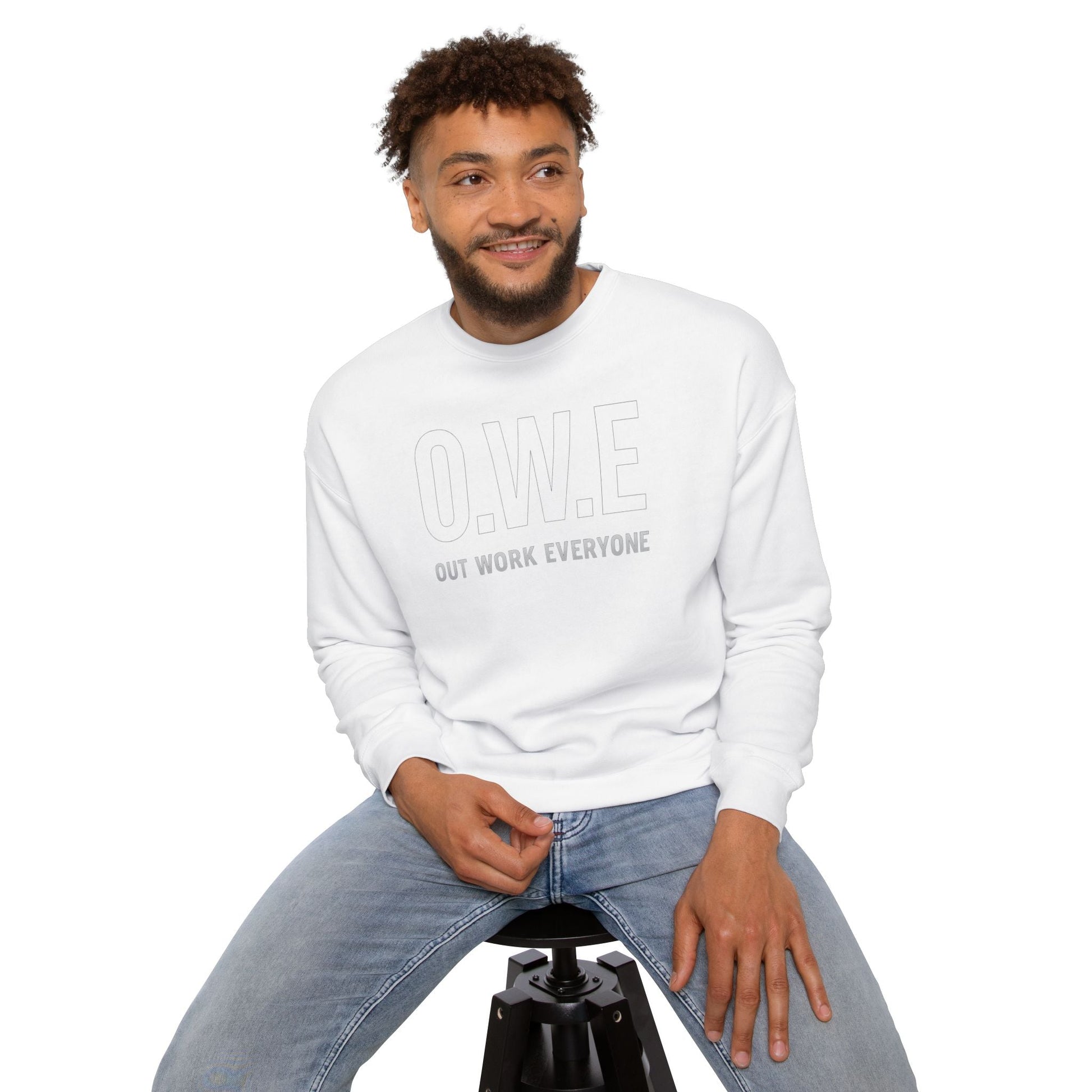 O.W.E. Sweatshirt – “Out Work Everyone” Statement Edition (Black) by Out.Work.Everyone – Sweatshirt