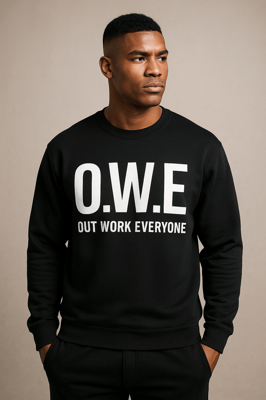 O.W.E. Sweatshirt – “Out Work Everyone” Statement Edition (Black) by Out.Work.Everyone – Sweatshirt