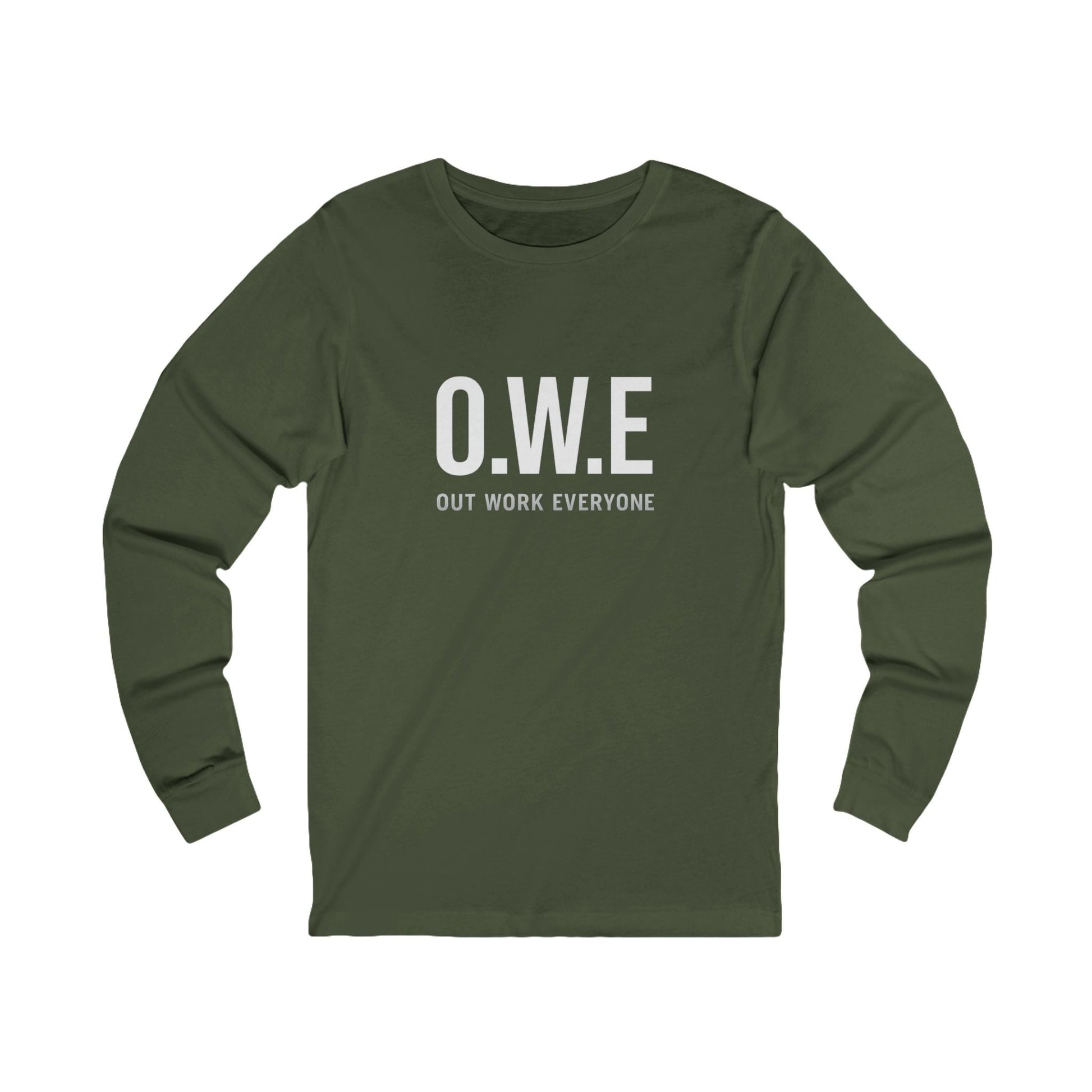 O.W.E. Women’s Long Sleeve Tee – “Out Work Everyone” Edition (Grey) by Out.Work.Everyone – Long - sleeve